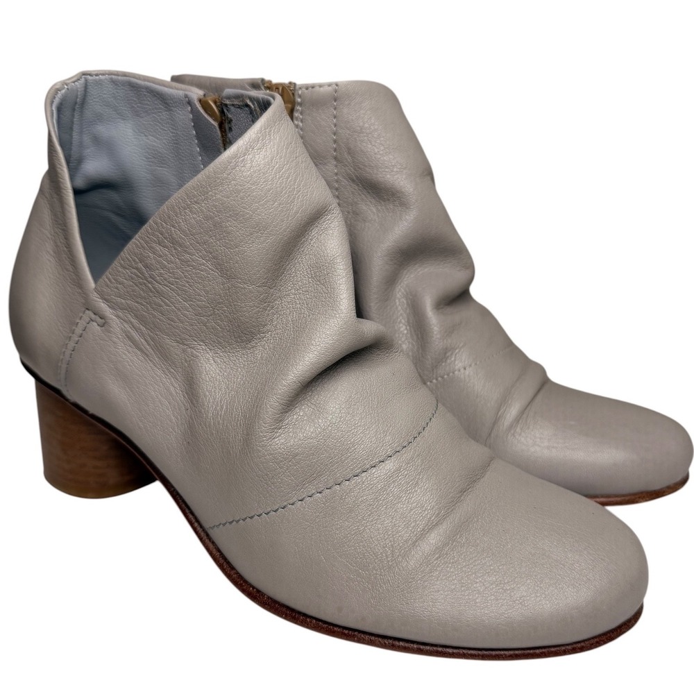 Lilimill Gray Italian Leather Slouch Ankle Booties EU 36 US 6